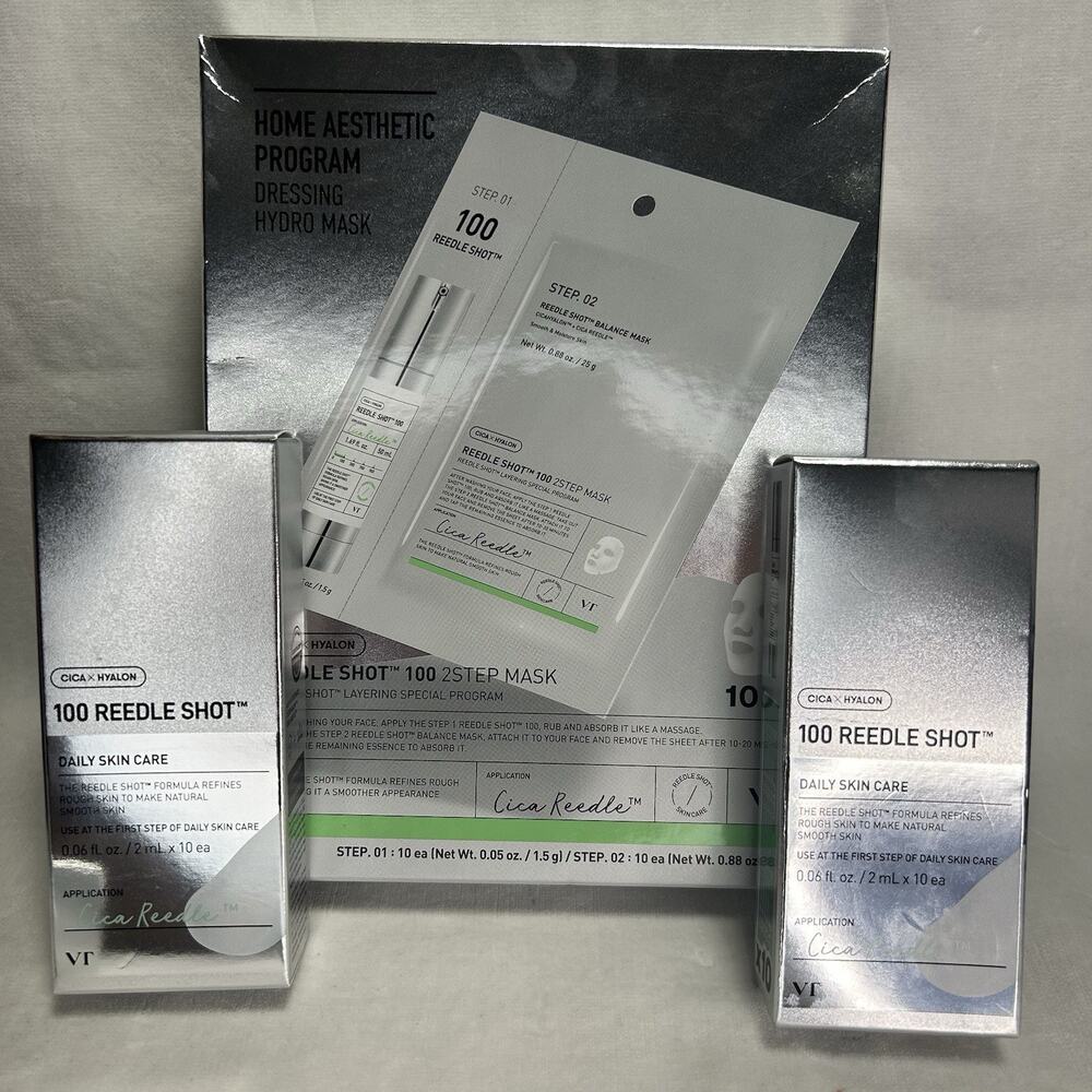 VT Reedle Shot 100 Treatment Set, 10 Masks + 20 Shot Stick Pouches Exp 11/27